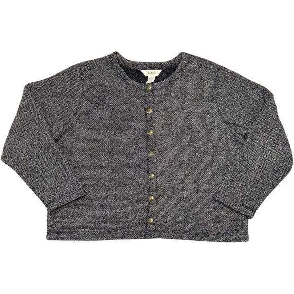 LL Bean Women's Gray Brass Button Up Long Sleeve Cardigan Sweater, Large - Picture 1 of 6